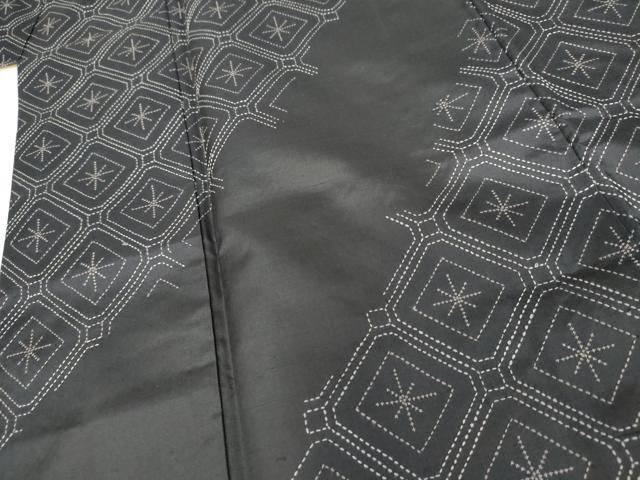 平和屋着物●訪問着　作家物　紬地　刺し子　蜀江花文　ロング丈　正絹　逸品　AABG7920cs