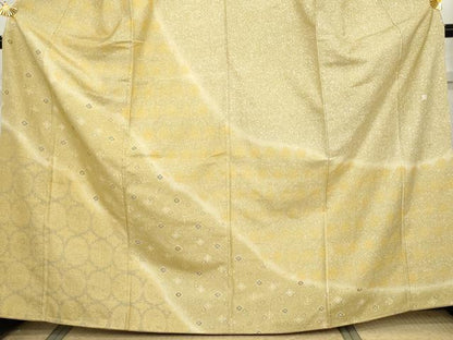平和屋着物●石川県指定無形文化財　牛首紬　白山工房　手織り　二代目 川村久太郎　訪問着　花菱文　正絹　逸品　AABG7902cs