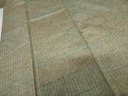 平和屋着物●伝統工芸品　伊那紬　手織り　変わり横段文　さが美扱い　証紙付き　正絹　逸品　AABG7924cs