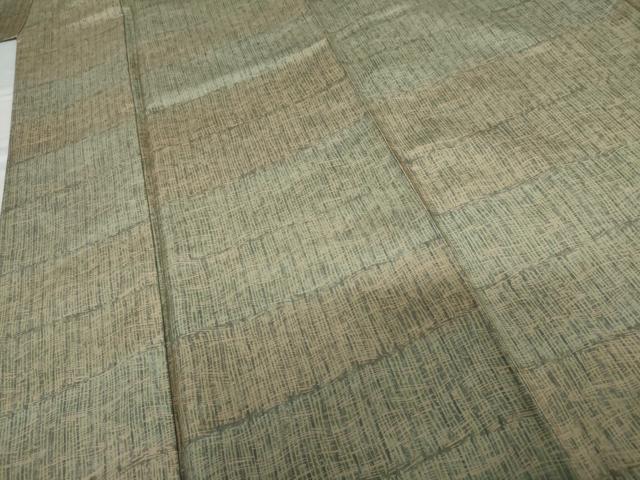 平和屋着物●伝統工芸品　伊那紬　手織り　変わり横段文　さが美扱い　証紙付き　正絹　逸品　AABG7924cs