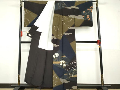 平和屋着物●訪問着　切嵌草花文　暈し染め　金彩　やまと金ラベル　正絹　逸品　AABG7907cs