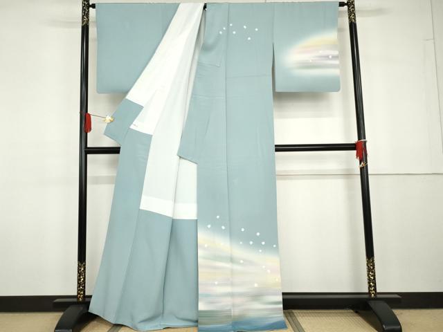 平和屋着物●一真工房　加藤一真　風彩染　訪問着　舞花文　暈し染め　正絹　逸品　AABG7905cs