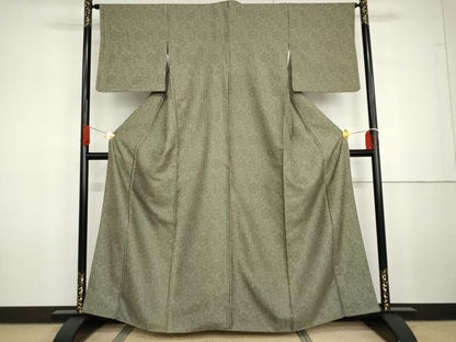 平和屋着物●お召　菊唐草文　正絹　逸品　AABG7927cs