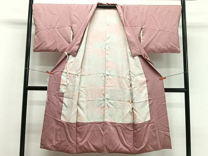 平和屋着物∞道中着　万筋　弁柄色×水柿色　ロング丈　正絹　逸品　CABD4700ua