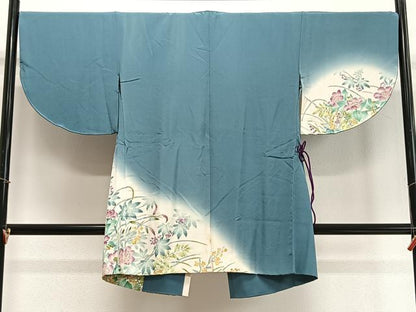 平和屋着物∞道中着　作家物　草花文　暈し染め　正絹　逸品　CABD4703ua