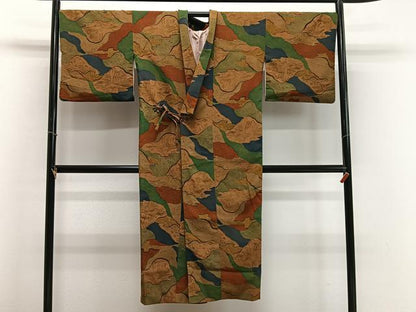 平和屋着物∞道中着　道長花文　金彩　ロング丈　正絹　逸品　CABD4701ua