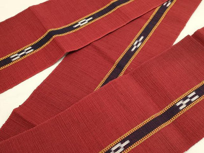 平和屋着物●沖縄県伝統工芸品　八重山ミンサー　手織り　半幅帯　間道　綿　逸品　DABD2206du