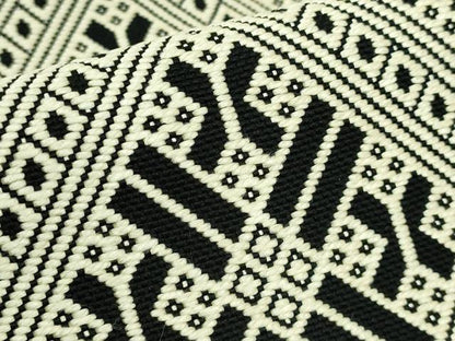 平和屋本店●極上　八寸名古屋帯　こぎん刺し　菱　黒地　逸品　DZAB5583kh6