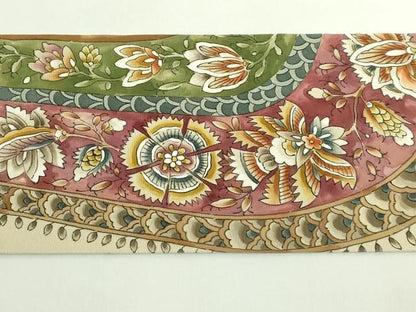 平和屋着物●極上　塩瀬　九寸名古屋帯　作家物　手描き　更紗花鳥文　逸品　DZAB5582kh6