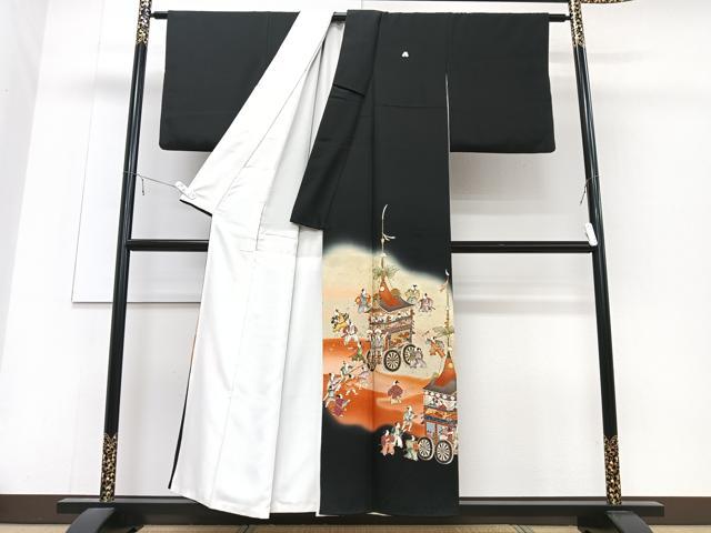 平和屋着物■豪華黒留袖 人物文 鉾 暈し染め 金糸 正絹 逸品 CABD6992xe