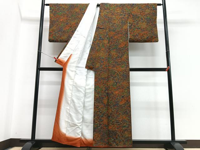平和屋着物■上質な小紋 風景花鳥文 鬼しぼ縮緬 正絹 逸品 CABD7010xe
