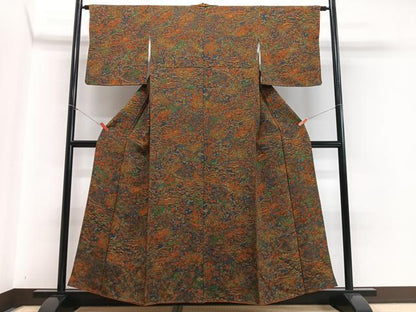 平和屋着物■上質な小紋 風景花鳥文 鬼しぼ縮緬 正絹 逸品 CABD7010xe