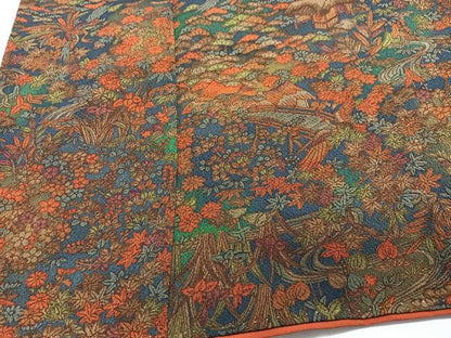 平和屋着物■上質な小紋 風景花鳥文 鬼しぼ縮緬 正絹 逸品 CABD7010xe