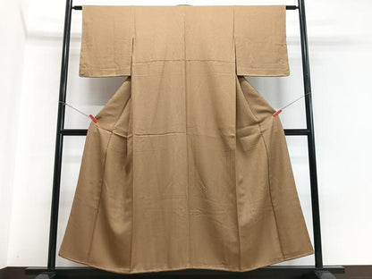 平和屋着物■上質な色無地 枇杷茶色 正絹 逸品 CABD7042xe