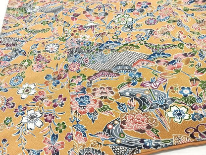 平和屋着物■上質な小紋 流水草花文 正絹 逸品 CABD7039xe