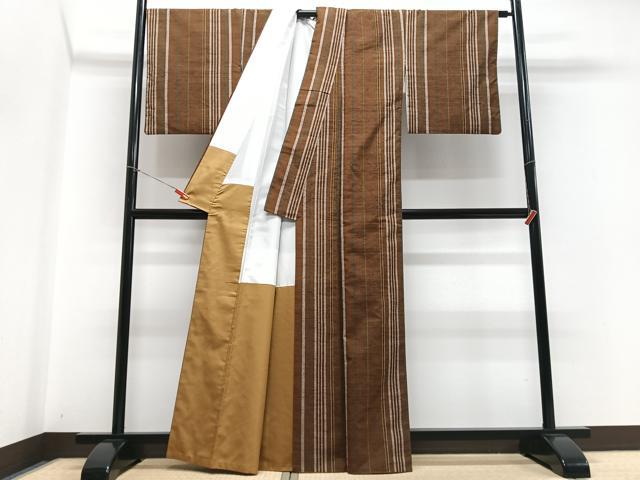 平和屋着物■上質な紬　縞　正絹　逸品　CABD7059xe