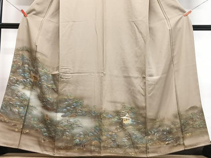 平和屋着物■色留訪問着　風景文　暈し染め　金彩　正絹　逸品　CABD7038xe