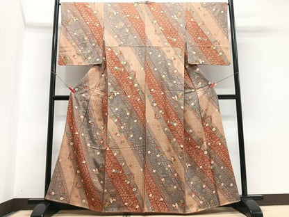 平和屋着物■上質な小紋 花蝶文 金彩 正絹 逸品 CABD7053xe
