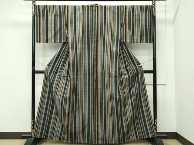 平和屋本店▽極上　伊兵衛織　工芸手織　単衣　間道　逸品　CZAA5412s6