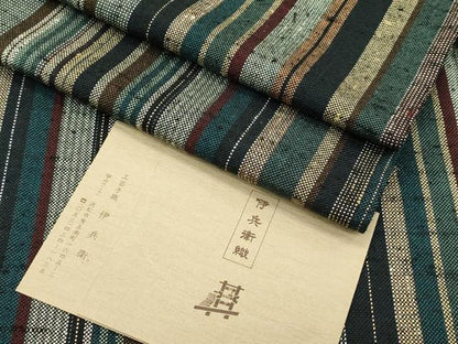 平和屋本店▽極上　伊兵衛織　工芸手織　単衣　間道　逸品　CZAA5412s6