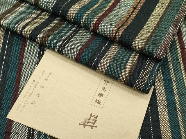 平和屋本店▽極上　伊兵衛織　工芸手織　単衣　間道　逸品　CZAA5412s6
