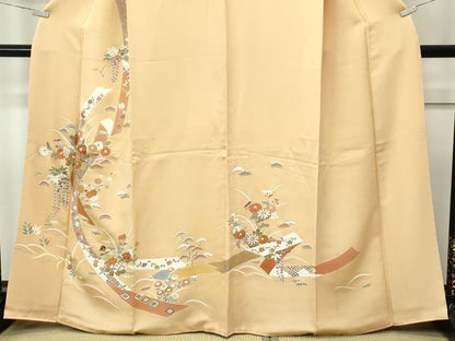 平和屋本店●極上　創業460年・千總　訪問着　松竹梅鬘帯吉祥文　金彩　アプリコット色地　高島屋扱い　逸品　CZAA5437s6
