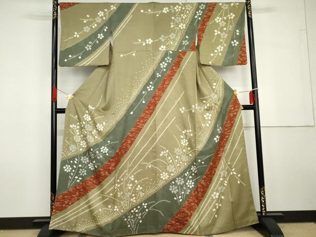 平和屋着物●訪問着　絞り　枝花文　金彩　ますいわ屋扱い　正絹　逸品　未使用　AABG7971cs