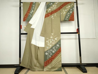 平和屋着物●訪問着　絞り　枝花文　金彩　ますいわ屋扱い　正絹　逸品　未使用　AABG7971cs
