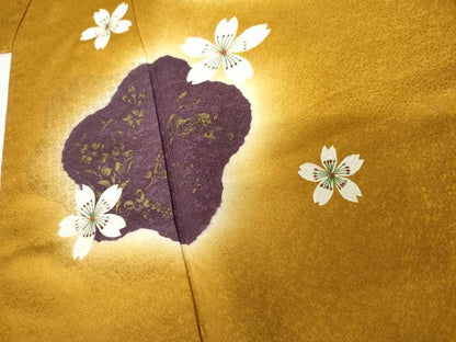 平和屋着物●豪華振袖　唐織　舞花文　暈し染め　金彩　正絹　逸品　未使用　AABG7973cs