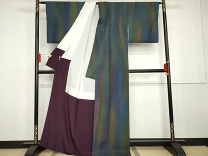 平和屋着物●上質な小紋　霞文　暈し染め　ますいわ屋扱い　正絹　逸品　AABG7964cs