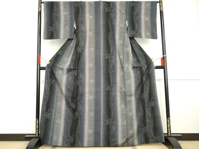 平和屋着物●結城紬　草花間道　ますいわ屋扱い　正絹　逸品　AABG7969cs