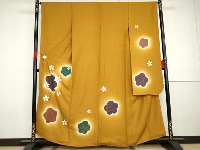 平和屋着物●豪華振袖　唐織　舞花文　暈し染め　金彩　正絹　逸品　未使用　AABG7973cs