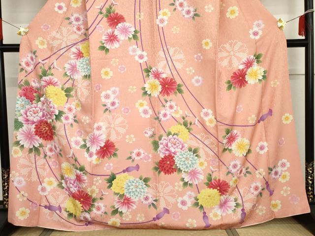 平和屋着物●訪問着　駒刺繍　草花文　金通し地　正絹　逸品　AABG7963cs