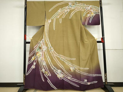 平和屋着物●訪問着　辻が花　暈し染め　金銀彩　正絹　逸品　AABG7962cs
