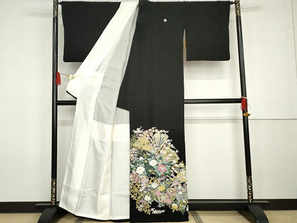 平和屋着物●本場加賀友禅作家　森田耕三　黒留袖　花鼓文　正絹　逸品　AABG7940cs
