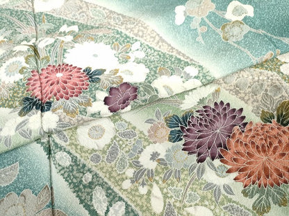 平和屋着物●訪問着　流水枝花文　暈し染め　金彩　正絹　逸品　AABG7929cs