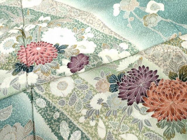 平和屋着物●訪問着　流水枝花文　暈し染め　金彩　正絹　逸品　AABG7929cs
