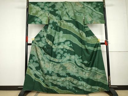 平和屋着物●本場大島紬　染大島　訪問着　吉祥枝花文　金彩　正絹　逸品　AABG7939cs
