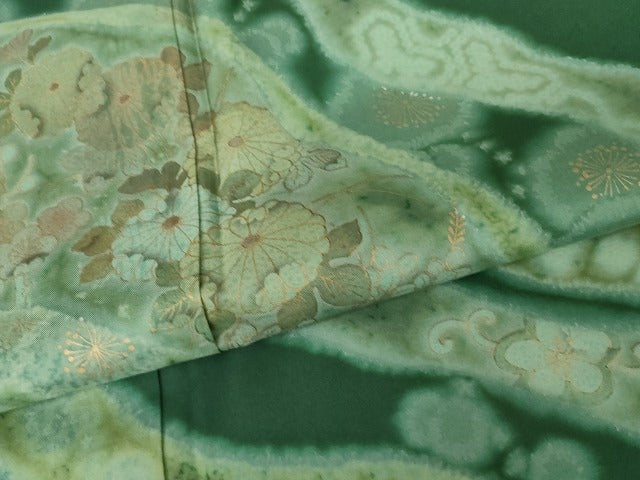 平和屋着物●本場大島紬　染大島　訪問着　吉祥枝花文　金彩　正絹　逸品　AABG7939cs