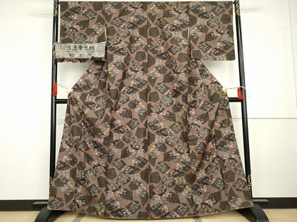 平和屋着物●上質な紬　古渡華更紗　反端付き　正絹　逸品　未使用　AABG7946cs
