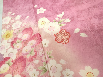 平和屋着物●豪華振袖　舞花文　暈し染め　金彩　正絹　逸品　AABG7938cs