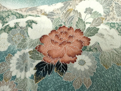 平和屋着物●訪問着　流水枝花文　暈し染め　金彩　正絹　逸品　AABG7929cs