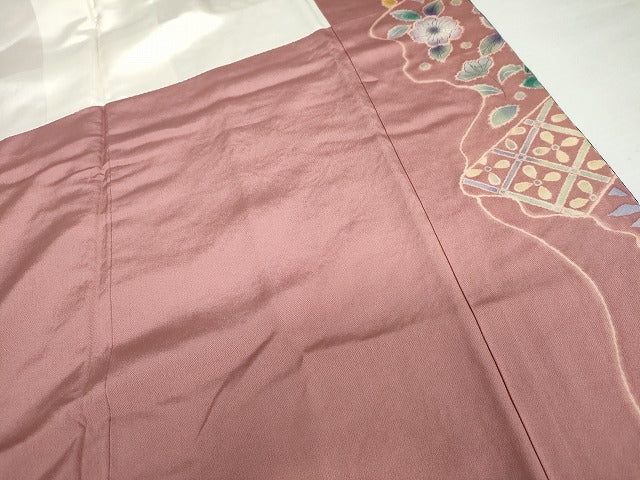 平和屋着物●伯河貞雄　振袖　辻が花　暈し染め　銀通し地　正絹　逸品　AABG7943cs