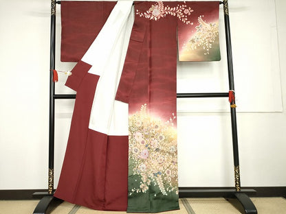 平和屋着物●越後十日町の一流染匠　桐屋・翠山工房　訪問着　絞り　辻が花　暈し染め　銀通し地　正絹　逸品　AABG7947cs
