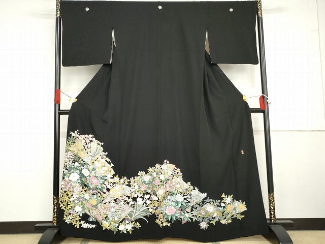 平和屋着物●本場加賀友禅作家　森田耕三　黒留袖　花鼓文　正絹　逸品　AABG7940cs