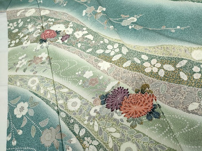 平和屋着物●訪問着　流水枝花文　暈し染め　金彩　正絹　逸品　AABG7929cs