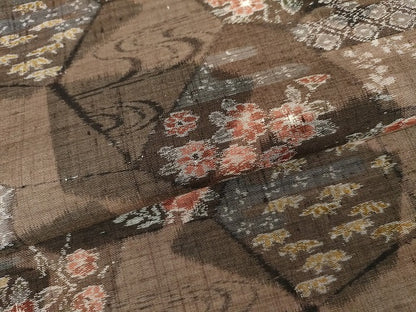 平和屋着物●上質な紬　古渡華更紗　反端付き　正絹　逸品　未使用　AABG7946cs