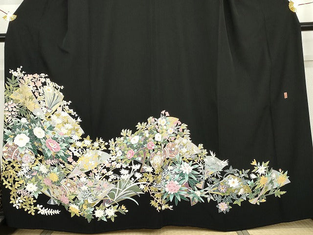 平和屋着物●本場加賀友禅作家　森田耕三　黒留袖　花鼓文　正絹　逸品　AABG7940cs
