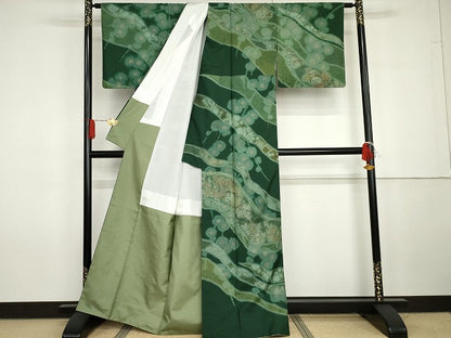 平和屋着物●本場大島紬　染大島　訪問着　吉祥枝花文　金彩　正絹　逸品　AABG7939cs