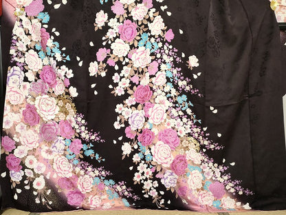 平和屋着物●豪華振袖　刺繍　枝花文　暈し染め　ラインストーン　金銀彩　金糸　正絹　逸品　AABG7935cs